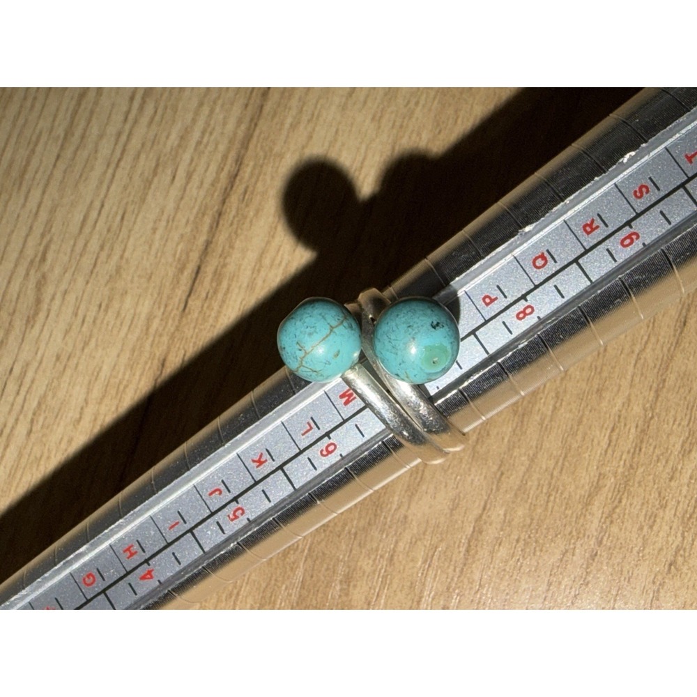 Turquoise 2 Stone Sterling Silver Ring Sz 7 Southwestern Boho Statement MEXICO